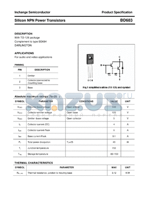 BD683 datasheet - Silicon NPN Power Transistors