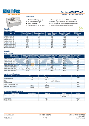 AM6TW-VZ_13 datasheet - 6 Watt | DC-DC Converter