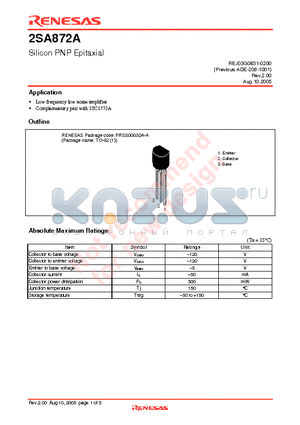 2SA872AETZ datasheet - Silicon PNP Epitaxial