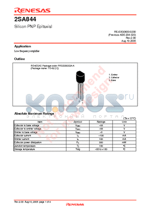 2SA844DTZ datasheet - Silicon PNP Epitaxial