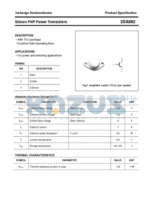 2SA882 datasheet - Silicon PNP Power Transistors