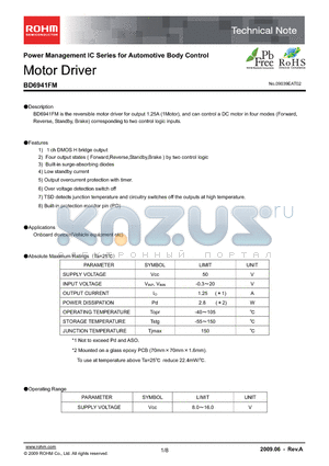 BD6941FM_09 datasheet - Power Management IC Series for Automotive Body Control Motor Driver