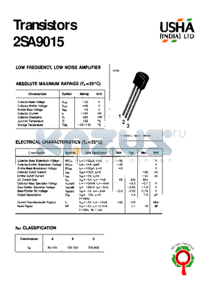 2SA9015 datasheet - LOW FREQUENCY LOW NOISE AMPLIFIER
