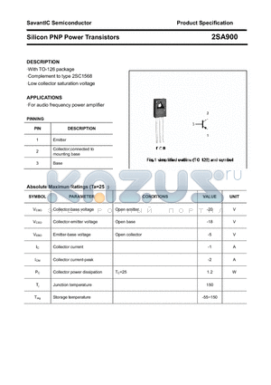2SA900 datasheet - Silicon PNP Power Transistors