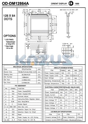 12864A datasheet - 128 X 64 DOTS