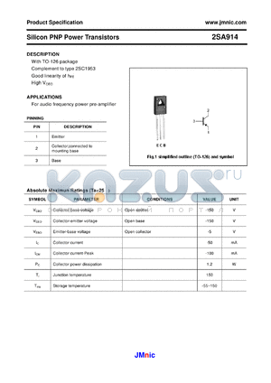 2SA914 datasheet - Silicon PNP Power Transistors
