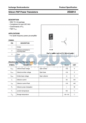 2SA914 datasheet - Silicon PNP Power Transistors