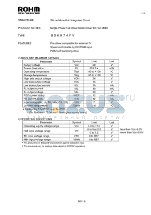 BD6974FV datasheet - Silicon Monolithic Integrated Circuit