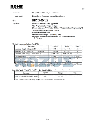 BD7003NUX datasheet - Silicon Monolithic Integrated Circuit