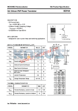 BD706 datasheet - isc Silicon PNP Power Transistor