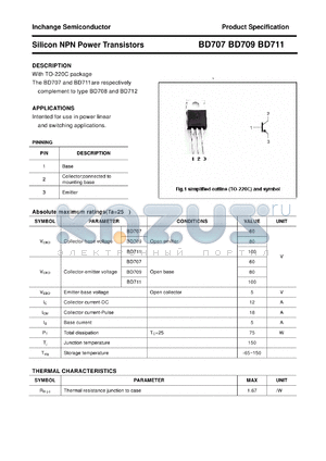 BD707 datasheet - Silicon NPN Power Transistors