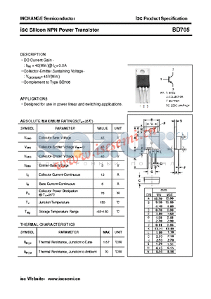 BD705 datasheet - isc Silicon NPN Power Transistor