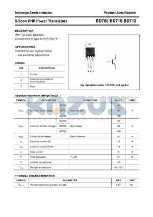 BD708 datasheet - Silicon PNP Power Transistors