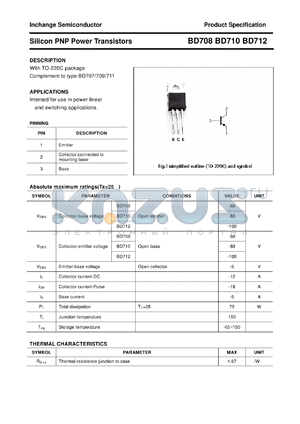 BD710 datasheet - Silicon PNP Power Transistors