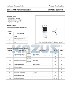 2SA957 datasheet - Silicon PNP Power Transistors