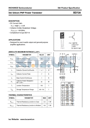 BD720 datasheet - isc Silicon PNP Power Transistor