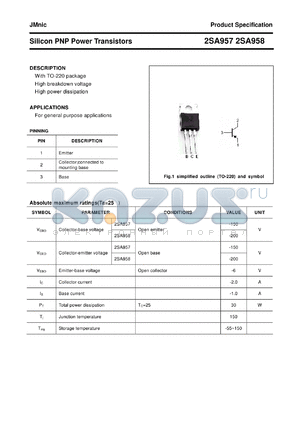 2SA957 datasheet - Silicon PNP Power Transistors