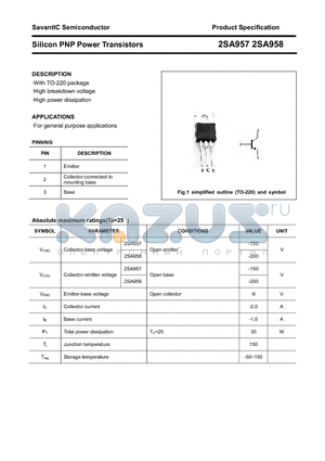 2SA958 datasheet - Silicon PNP Power Transistors