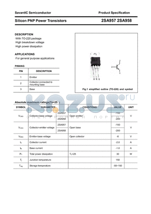 2SA957 datasheet - Silicon PNP Power Transistors