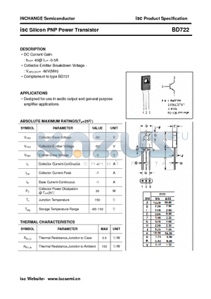 BD722 datasheet - isc Silicon PNP Power Transistor