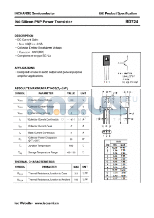 BD724 datasheet - isc Silicon PNP Power Transistor