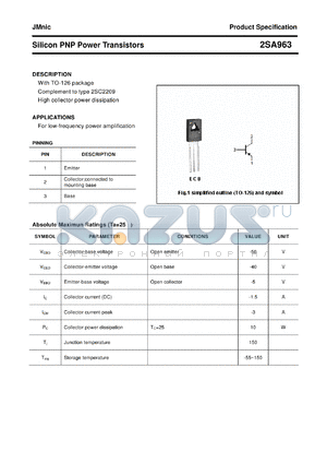 2SA963 datasheet - Silicon PNP Power Transistors