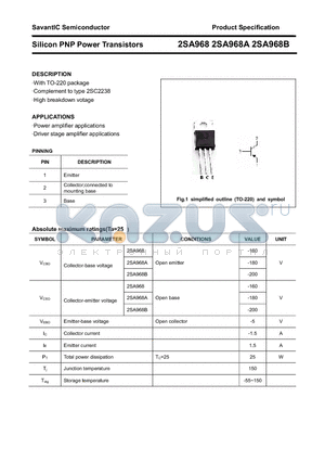 2SA968 datasheet - Silicon PNP Power Transistors