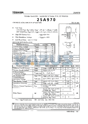 2SA970 datasheet - TOSHIBA TRANSISTOR SILICON PNP EPITAXIAL TYPE (PCT PROCESS)