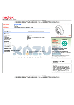 0762071000 datasheet - PCB Threaded Insert #8 CZ Mezzanine Power