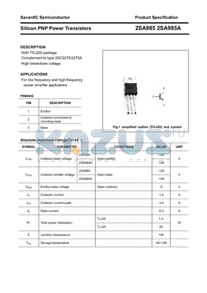 2SA985A datasheet - Silicon PNP Power Transistors