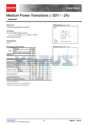 2SAR512P datasheet - Medium Power Transistors (−30V / −2A)