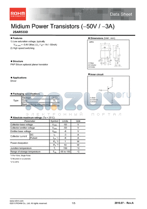 2SAR533D datasheet - Midium Power Transistors (-50V / -3A)