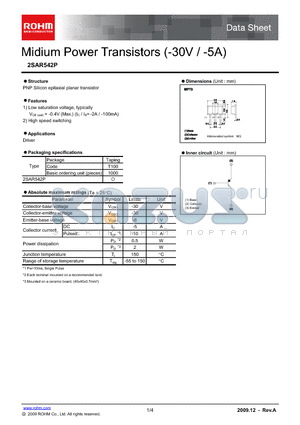 2SAR542P datasheet - Midium Power Transistors (-30V / -5A)