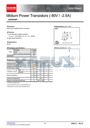 2SAR544P datasheet - Midium Power Transistors (-80V / -2.5A)