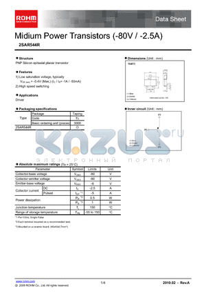 2SAR544R_10 datasheet - Midium Power Transistors (-80V / -2.5A)