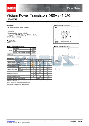 2SAR554P datasheet - Midium Power Transistors (-80V / -1.5A)