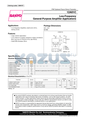 12A01C datasheet - Low-Frequency General-Purpose Amplifier Applications
