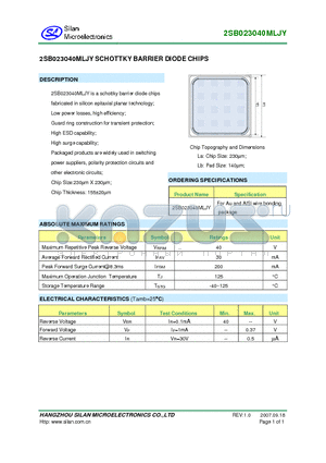 2SB023040MLJY datasheet - SCHOTTKY BARRIER DIODE CHIPS