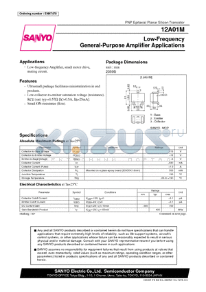 12A01M datasheet - Low-Frequency General-Purpose Amplifier Applications