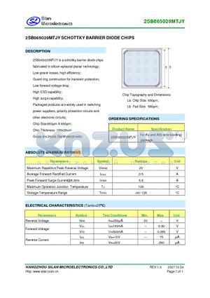 2SB065020MTJY datasheet - SCHOTTKY BARRIER DIODE CHIPS