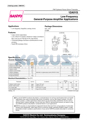 12A01S datasheet - Low-Frequency General-Purpose Amplifier Applications