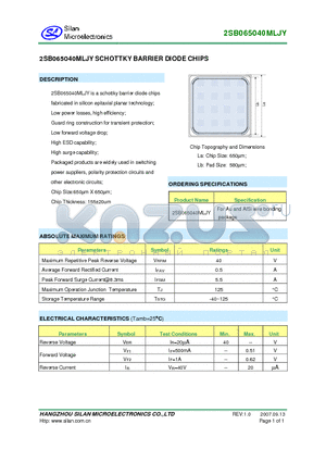 2SB065040MLJY datasheet - 2SB065040MLJY SCHOTTKY BARRIER DIODE CHIPS