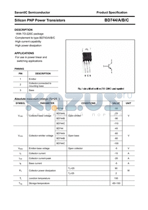 BD744A datasheet - Silicon PNP Power Transistors