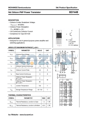 BD744B datasheet - isc Silicon PNP Power Transistor