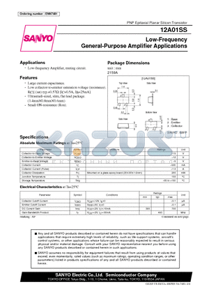 12A01SS datasheet - Low-Frequency General-Purpose Amplifier Applications