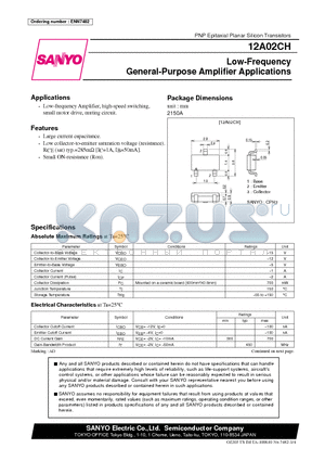 12A02CH datasheet - Low-Frequency General-Purpose Amplifier Applications