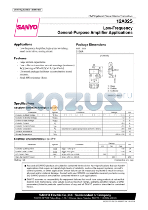 12A02S datasheet - Low-Frequency General-Purpose Amplifier Applications