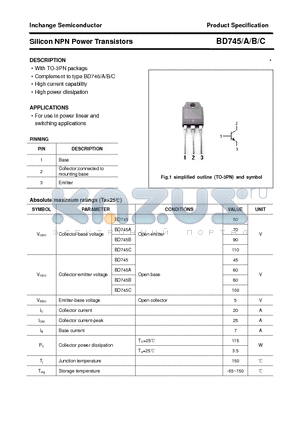 BD745 datasheet - Silicon NPN Power Transistors