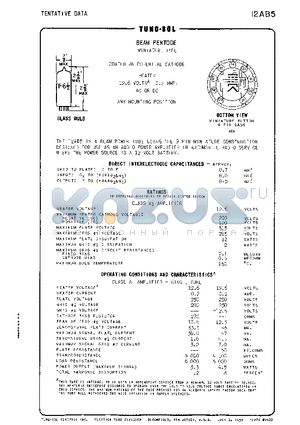 12AB5 datasheet - BEAM PENTODE MINIATURE TYPE