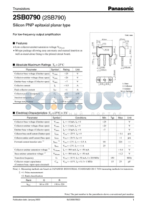 2SB0790 datasheet - For Low-Frequency Output Application